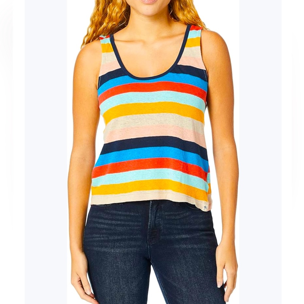 Splendid x Gray Malin striped multicolor scoop neck crop top